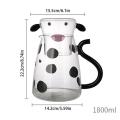 Cute Cow Shape Glass Jug Heat-Resistant Cartoon Cute Cow Shape Tea Pot and Cup Set Water/Milk Cold Kettle Coffee Pot.