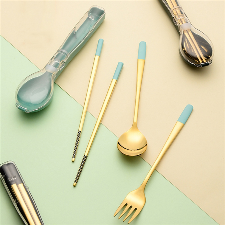 3pcs%20Stainless%20Steel%20Dinnerware%20Set%20Flatware%20Camping%20Travel%20Sets%20Chopsticks%20Fork%20Spoon%20Cutlery%20Case%20Tableware%20Pink%20-%20Image%205