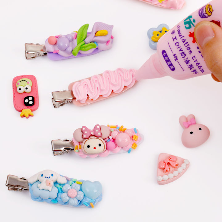 Cream Gum Kids Handmade DIY Hairpin Set Resin Accessories Girl Homemade Hair Accessories Material Pack