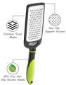 Lemon Zester & Cheese Grater - Cheese, Lemon, Ginger, Garlic, Vegetables, Fruits - Stainless Steel Protective Cover, Dishwasher Safe -27" cm Flat (Green).