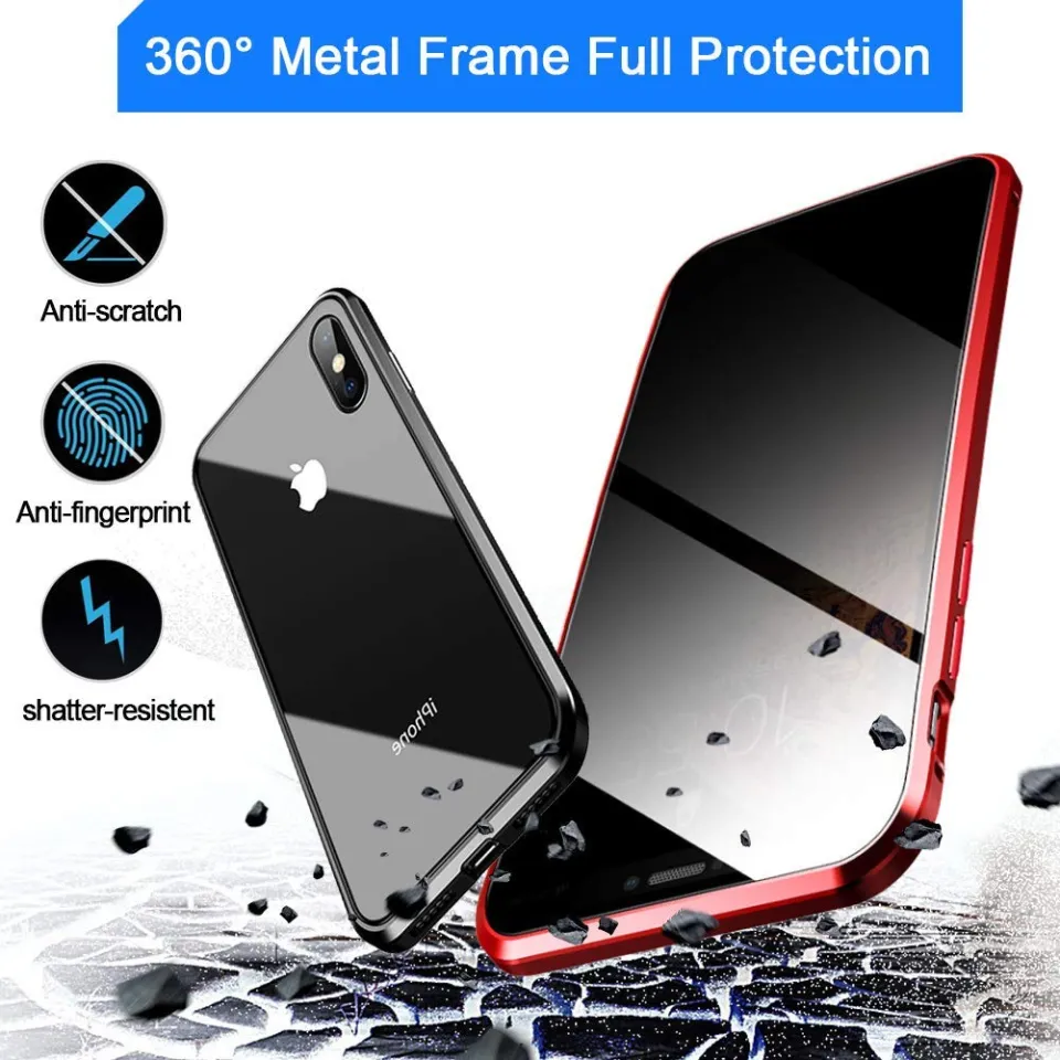 Anti Peeping Magnetic Double Privacy Metal Glass Case for IPhone