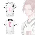 Summer Men's Blue Lock Japanese Anime Football Jersey White T-shirt Women's Children's Sports Short Sleeve. 