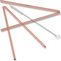 Copper Straws Food Safe Solid Copper Mule Drinking Straws(Set 1 of 4) 8.5inch Straight Cleaning Brush Included. 