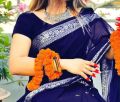 Blue color tangail half silk Nokshi Saree for Women. 