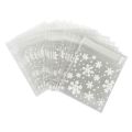 100 pcs Sachets Pouches White Snowflake Packaging Bag for Cookies Biscuits Christmas Candies. 