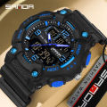SANDA 6181 Dual Display Men Watches Waterproof Sports Watch Military Man Alarm Stopwatch Quartz Wristwatch Male Digital Clock.