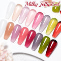 PUENTE Milky Jelly Gel Nail Polish 7.5ml Translucent Pink Color Nail Gel Soak Off Nail Art Gel Manicure Semi-Permanent Varnish. 