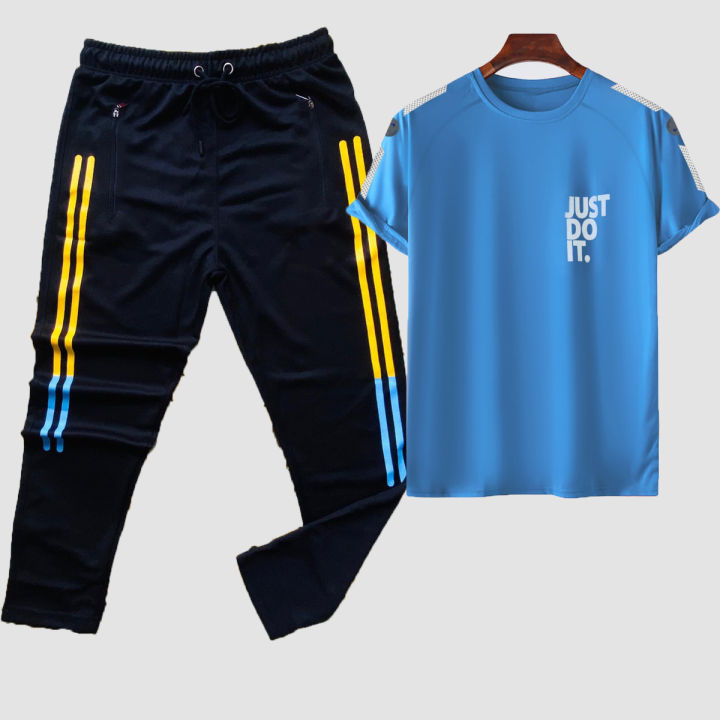 Sky Blue T-shirt and Trouser Combo Set -Fabric soft and comfortable