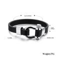 Hot Selling Cool Black Cowhide Leather Adjustable Basic Mens Cuff Bracelet.