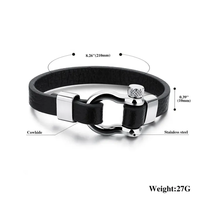 Hot%20Selling%20Cool%20Black%20Cowhide%20Leather%20Adjustable%20Basic%20Mens%20Cuff%20Bracelet%20-%20Image%203