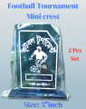 High Quality Glass Football Tournament Mini Crest Gift for Football Players, 5"inch -2 pcs. 