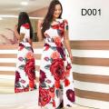 Women Short Sleeve Hollow Out O-neck Long Dress Summer Elegant Floral Printed High Waist Elastic Elegant Boho Robe Maxi Vestidos. 