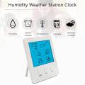 Indoor Digital Thermometer LED Display Backlight Time Date Calendar Alarm Clock White. 
