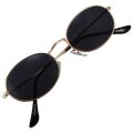 Oval Sungles Vintage Male Female Retro Sun Gles Round Eyewear S8006 Gold frame Black.