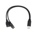 USB 2.0 A 1 Male to 2 Dual USB Female Data Hub Power Adapter Y Splitter Cable-black.
