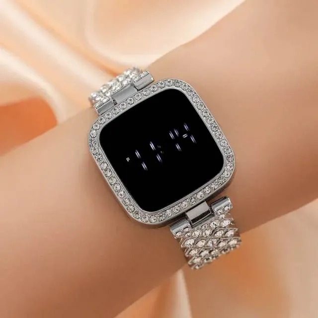 Digital Touch Screen Luxury Diamond Watch for Girls A Glamorous Timepiece that Redefines Elegance and Sophistication. Daraz .bd