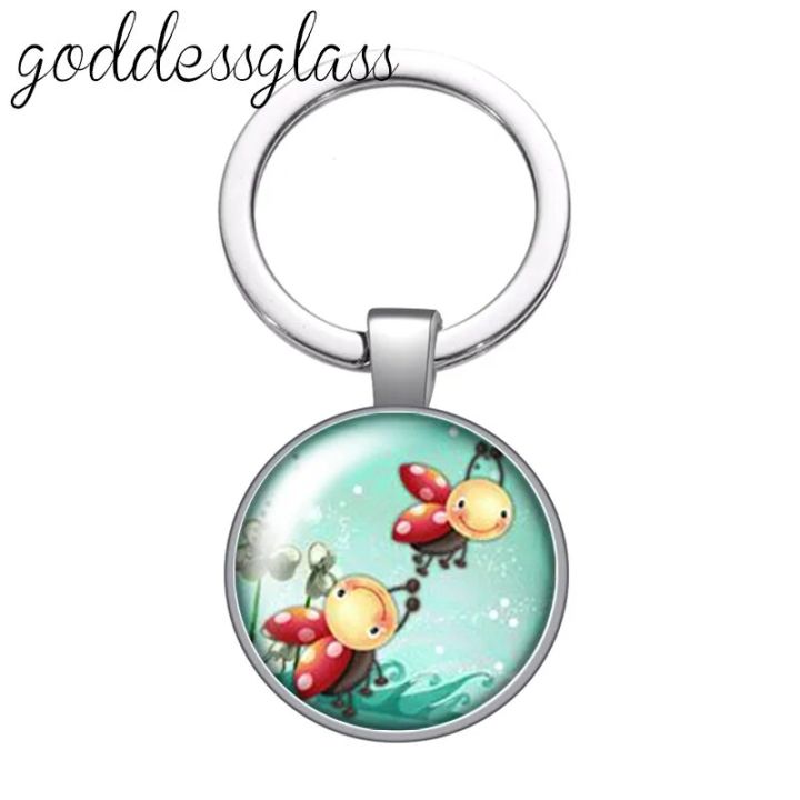 Cute%20Lovely%20Ladybug%20dots%20insect%20animals%20Round%20glass%20cabochon%20keychain%20Bag%20Car%20key%20chain%20Ring%20Holder%20Charms%20keychains%20for%20gift%20-%20Image%206