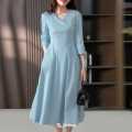 Women's Cotton-Linen Everyday Midi Dress with Comfortable Fit.