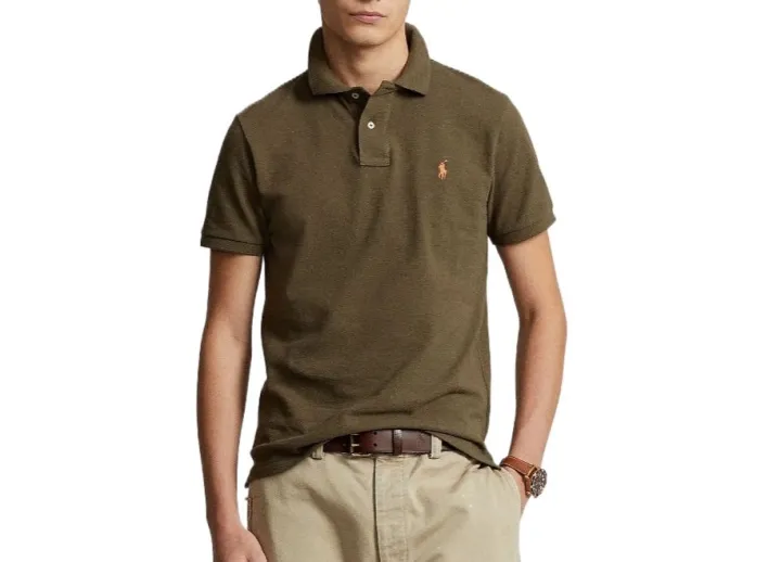 RL%20Men'S%20Custom%20Slim%20Fit%20Small%20Pony%20Embroidered%20Polo%20Shirt-%20Olive%20-%20Image%203