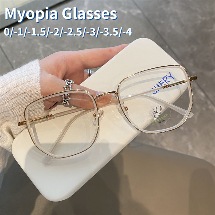 Anti Blue Light Myopia Glasses Fashion Girls Transparent Glasses Leopard Glasses White Korean Style Large Frame Glasses