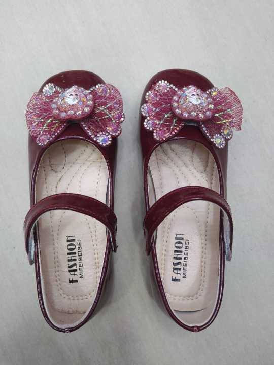 Maroon Color Children Breathable Sandals Princess Fashion Off