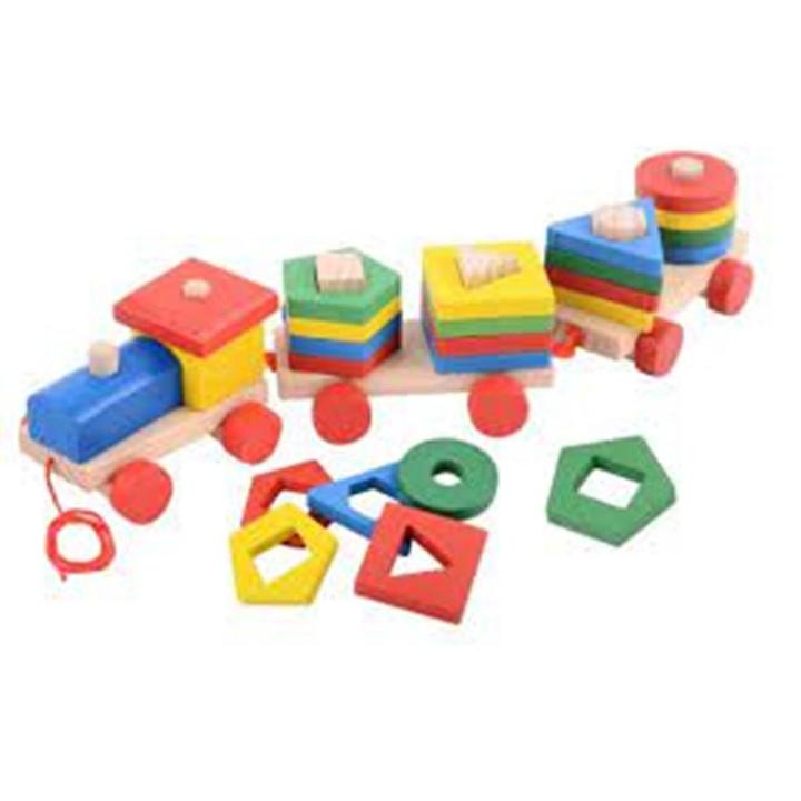 Wooden Set Column Three Car CHILDREEN Early Educational Geometric Matching Shape Building Vehicle Block Wooden Toy