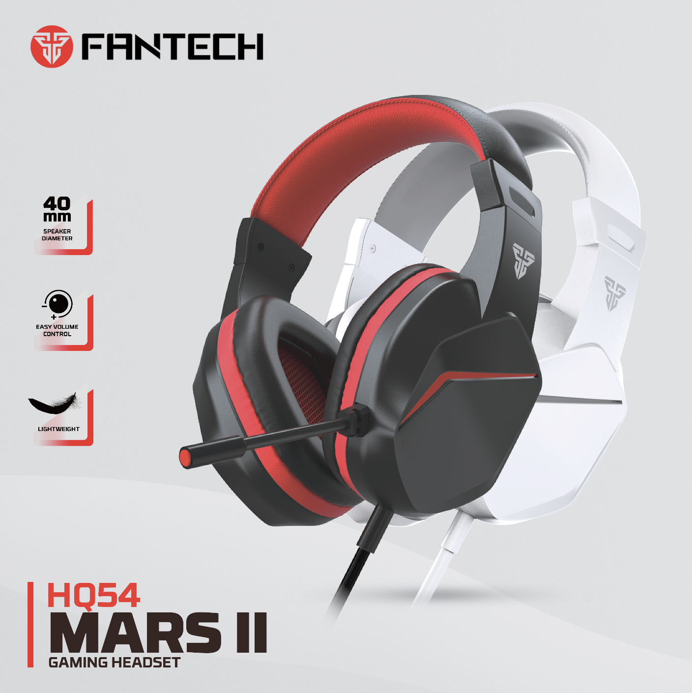 FANTECH MARS II HQ54 WIRED GAMING HEADSET FOR MULTI-PLATFORM COMPATIBILITY MOBILE PC AND LAPTOP.