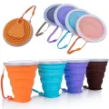 Portable Foldable Collapsible outdoor Travel Silicone Coffee Cup with cover folding water. 