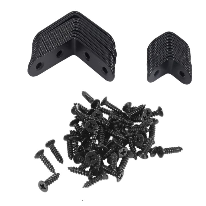 20 pcs Black L Brackets 90 Degree Angle Stainless Steel Joint Bracket Fastener for Wood Chair Bookshelf Board Window Furniture Cabinet(10Pcs-40Mm/10Pcs-20Mm)