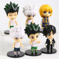 Hunter x Huner Gon Freecss Killua Zoldyck Kurapika Leorio Hisoka Machi Kulolo lushilufelu Cute PVC Figure Figurine Toys 6pcs/set.