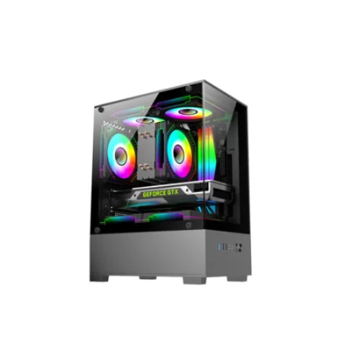 Aptech CS40 With 3 ARGB Fans Desktop Gaming Black Casing