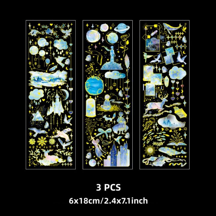 RHS%20Online%203PCS%20Streamer%20Dreams%20Series%20Hot%20Stamping%20PET%20Stickers%20Waterproof%20Album%20Diary%20Journal%20Decorative%20Crafts%20Scrapbooking%20DIY%20Bronzing%20Sticker%20-%20Image%202