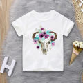 Harajuku kawaii floral cow animal print kids tshirt summer white baby girls clothes boys T-shirts comfortable tops graphic tees.