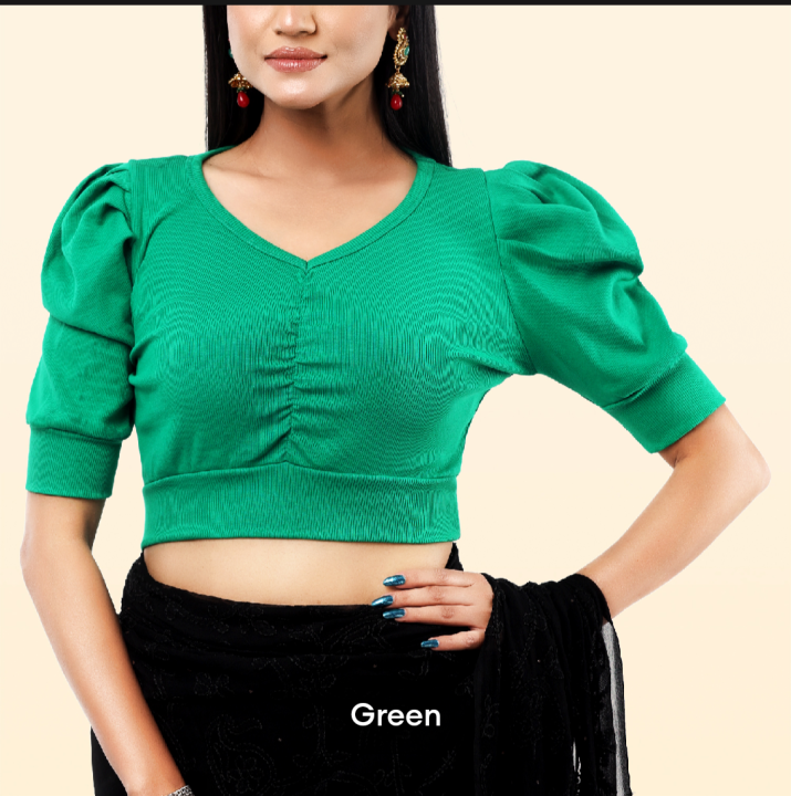 %5B%20Sathi%20house%20%5DCotton%20Half%20Body%20short%20Sleeve%20Crop%20Tops%20Blouse%20for%20Women%20-%20Image%202