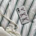 Korean Cute Pink Bow Transparent Phone Case For iPhone 15 14 13 12 11 Pro Max X XS XR 7 8 Plus SE 3 Shockproof Soft Cover Funda Vnce.