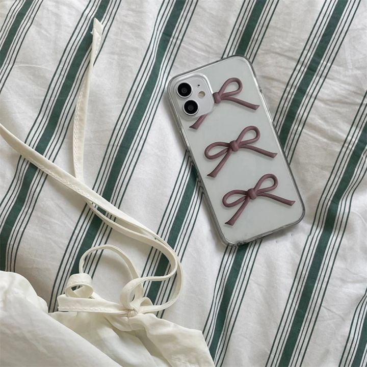 Korean%20Cute%20Pink%20Bow%20Transparent%20Phone%20Case%20For%20iPhone%2015%2014%2013%2012%2011%20Pro%20Max%20X%20XS%20XR%207%208%20Plus%20SE%203%20Shockproof%20Soft%20Cover%20Funda%20Vnce%20-%20Image%202
