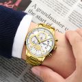 2309 new NiBOSI solid steel band men's watch waterproof coated glass luminous three eyes 6 pin quartz watch. 