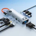 ROCK TR30 Type-C To HDMI VGA Audio USB 3.0 SDTF LAN Multi Splitter Adapter 10 in 1 PD Docking Station HUB. 