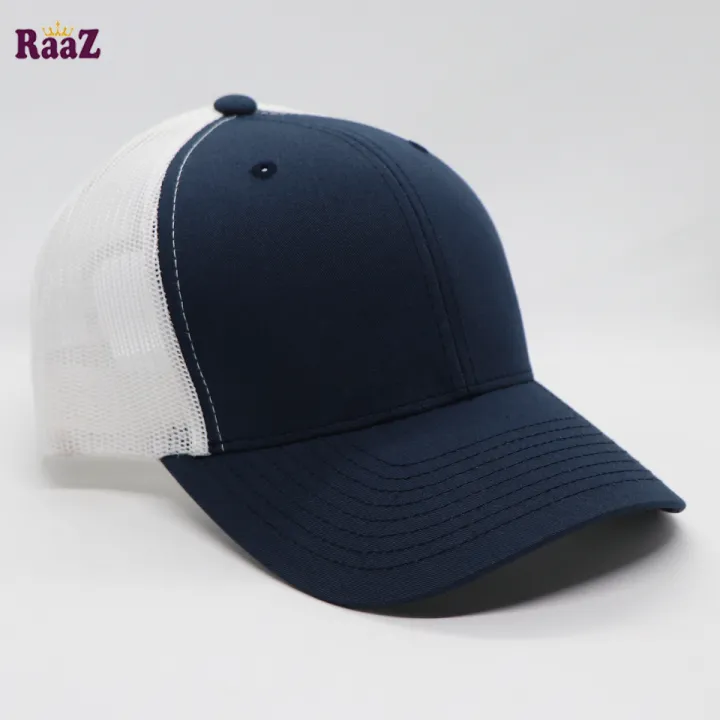 100%25%20Export%20Navy%20Blue%20and%20White%20High%20Quality%20Half%20Net%20Baseball%20Cap%20For%20Men%20-%20Image%204