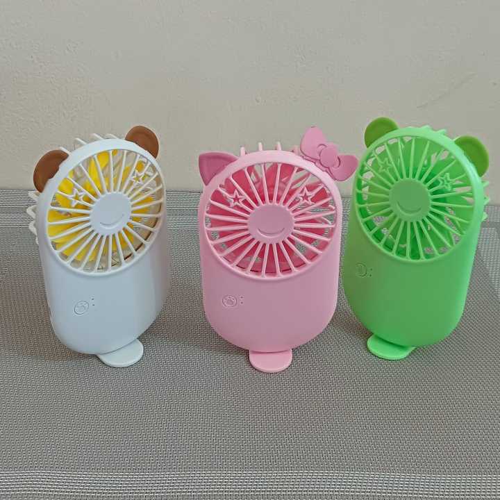 Homesteading Cute Handheld Pocket Fan Portable Korean Rechargeable USB Handy Mini Fan with Stand