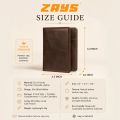 Zays Eco-Friendly Top-Grain Cowhide Leather Bifold Wallet for Men, Slim Compact Wallet 4.3 x 3.3 x 0.4 Inch, 5 Card Slots, 2 Hidden Compartments, 2 Cash Chambers, Microfiber-Lined Pocket, Lightweight 60g.