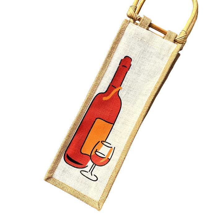 Reusable Water Wine-Bottle Bags with Handle 1p Jute Wine & Champagne Present Gift Wrap Wine-Bag