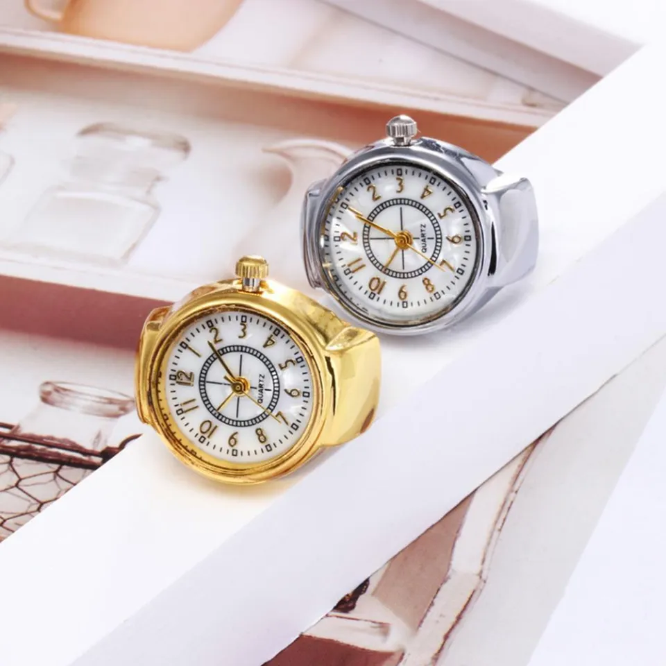 Small Dial Quartz Analog Ring Watch Finger Watch Creative Steel