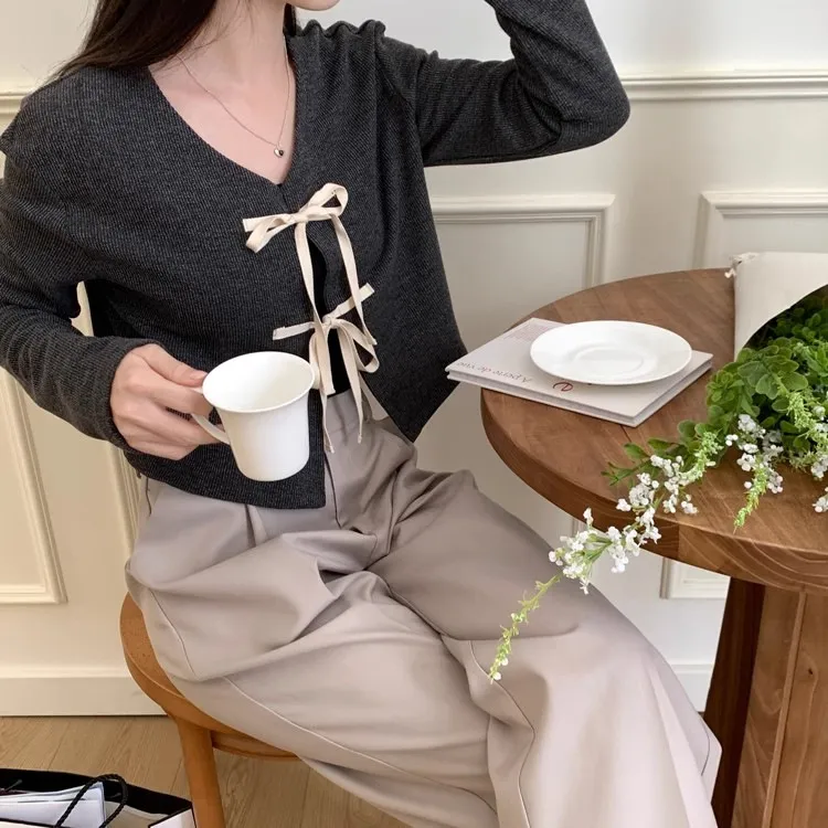 Gentle Style Bow Chic Cardigan Sweater Women's Spring Loose Lace