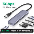 UGREEN USB Hub 3.0, Ultra Slim 4 Port USB 3 Hub with 5Gbps Data Transfer, 5V/2.4A Power Supply Port, Multiple USB Port Extension Hub for Laptop, PC, MacBook, iMac, Xbox, PS4/PS5, Hard Drive. 