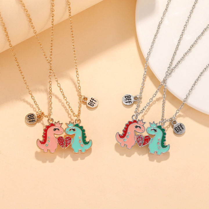 Pair%20Of%20Little%20Dinosaur%20Pendant%20Necklaces%20BFF%20LOVERS%20Heart%20Patchwork%20Necklace%20Podazz%20-%20Image%202