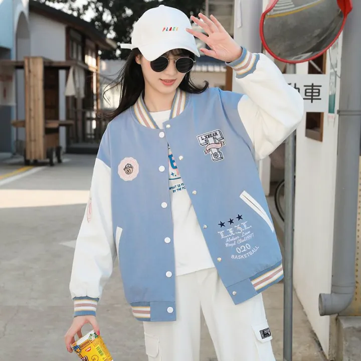 Baseball%20Uniform%20American%20Contrast%20Color%20Spring%20and%20Autumn%20Girl%20Older%20Kid's%20Korean%20Junior%20High%20School%20Student%20Autumn%20Clothes%20Jacket%20High%20School%20Girls'%20Coat%20-%20Image%205