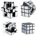 Mirror Cube 3x3 Speed Cube 3x3x3 Mirror Blocks Unequal Puzzle Silver Black 57mm. 