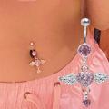 Stainless Steel Angle Wing Navel Belly Button Rings Women Fashion Belly Button Ring Piercing Body Jewelry Pink. 