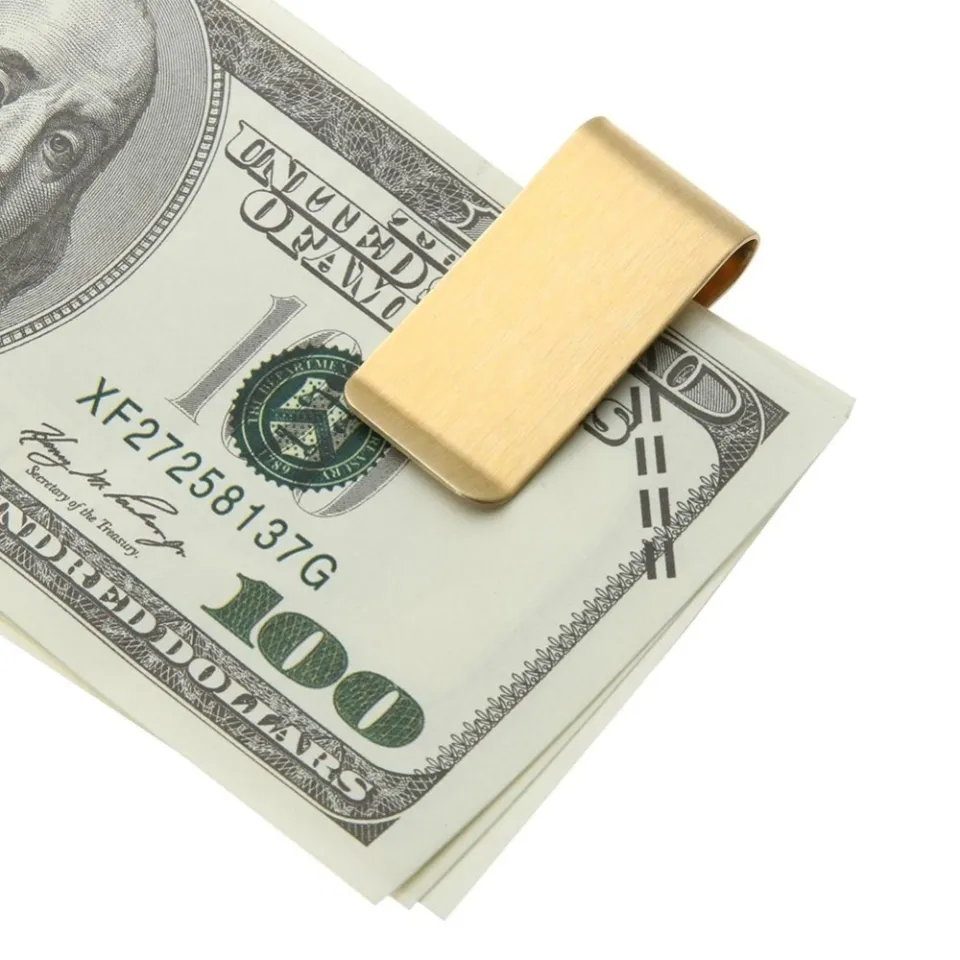 Metal Stainless Steel Money Clip Holder Folder Collar Clip(Gold